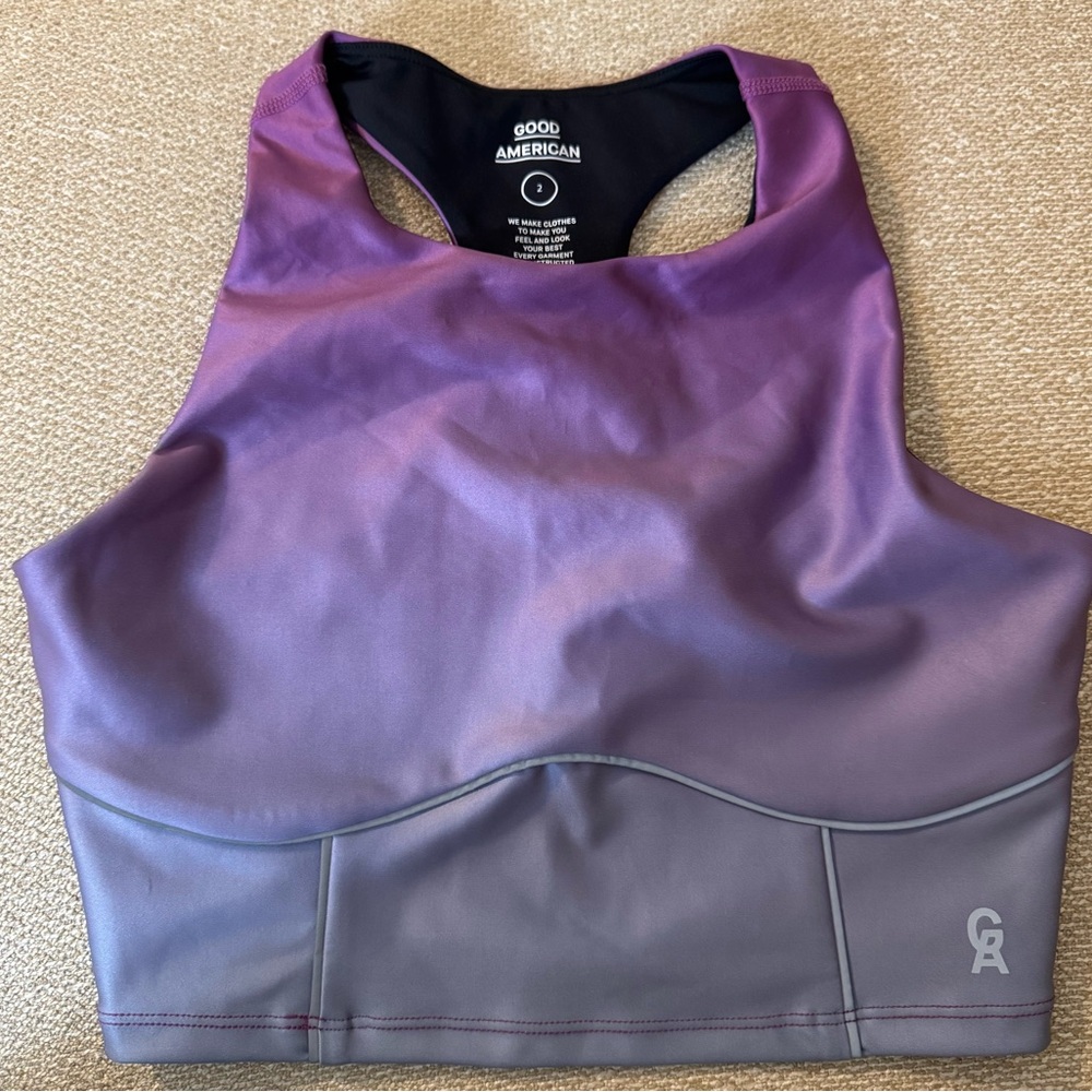 Good American Purple and Black Sports Bra